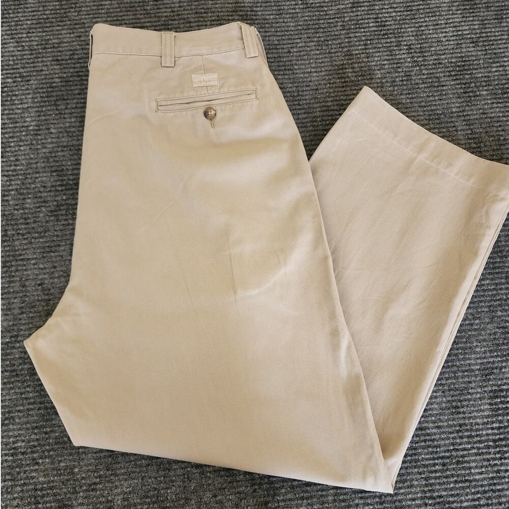 Polo Ralph Lauren Mens 36x30 100% Cotton Khaki Pleated Pant Chino